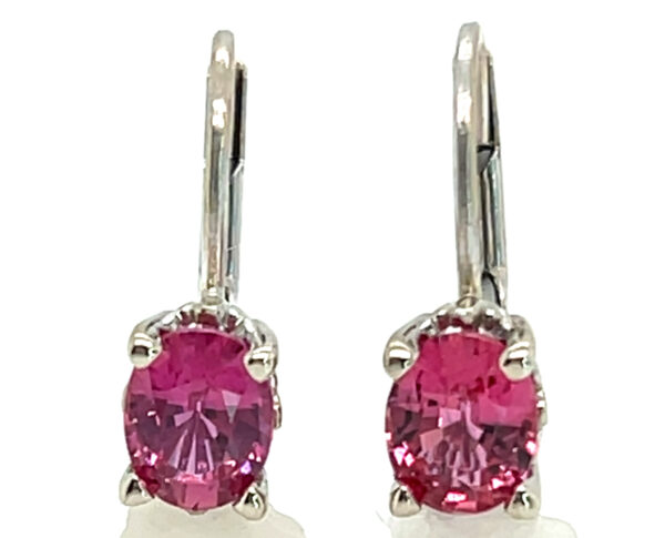 Ceylon Pink Sapphire (H)* Dangle Leverbacks 14KWG 1.30 ctw - Image 5