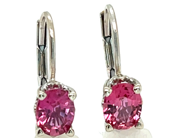 Ceylon Pink Sapphire (H)* Dangle Leverbacks 14KWG 1.30 ctw - Image 7