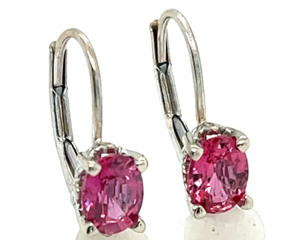 Ceylon Pink Sapphire (H)* Dangle Leverbacks 14KWG 1.30 ctw - Image 8