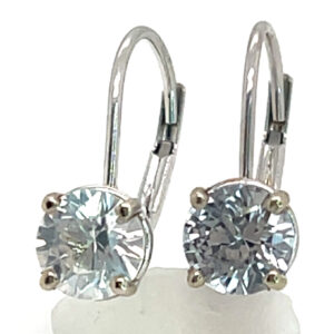 Ceylon White Sapphire (H)* Dangle Earrings 14KWG 1.35 ctw