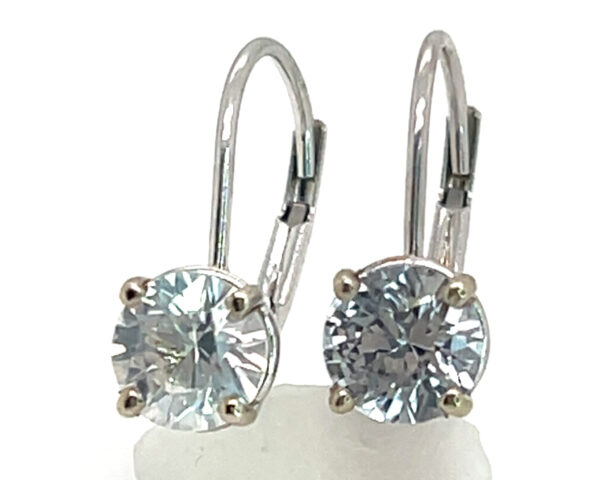 Ceylon White Sapphire (H)* Dangle Earrings 14KWG 1.35 ctw