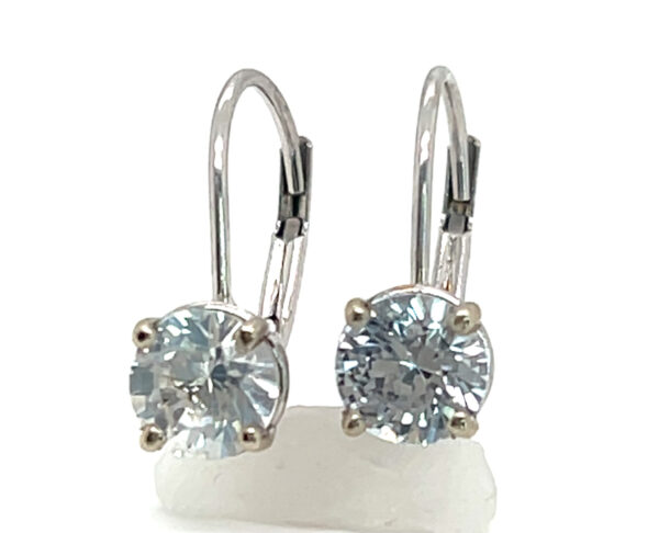 Ceylon White Sapphire (H)* Dangle Earrings 14KWG 1.35 ctw - Image 5
