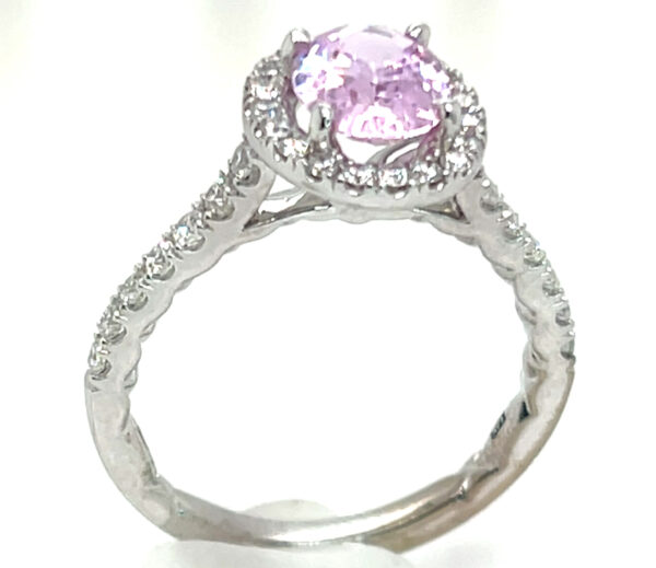 Brilliant Medium-light Pink Ceylon Sapphire (H)* Diamond Halo Ring 14KWG 2.38 ctw - Image 2
