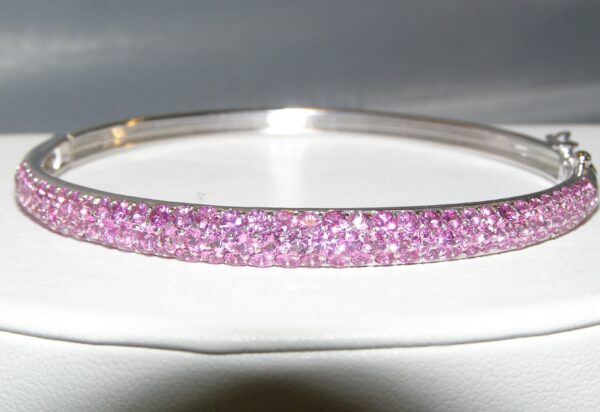 Spectacular 7.00ct Ceylon Pink Sapphire Pavé Bangle – 18K White Gold - Image 2
