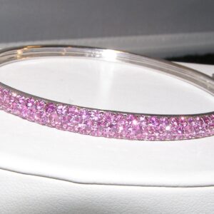 Spectacular 7.00ct Ceylon Pink Sapphire Pavé Bangle – 18K White Gold