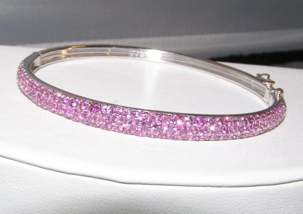 Spectacular 7.00ct Ceylon Pink Sapphire Pavé Bangle – 18K White Gold