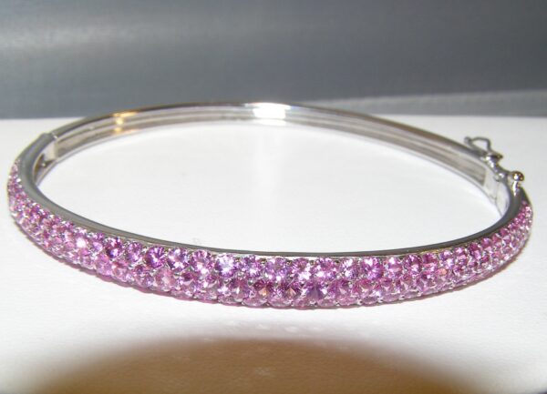 Spectacular 7.00ct Ceylon Pink Sapphire Pavé Bangle – 18K White Gold - Image 6
