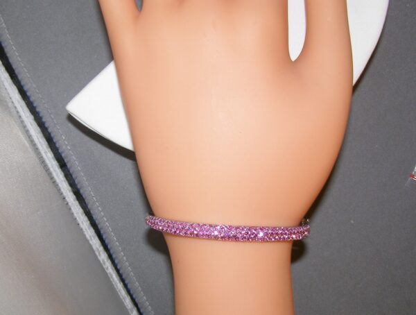 Spectacular 7.00ct Ceylon Pink Sapphire Pavé Bangle – 18K White Gold - Image 7