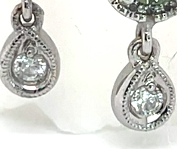 Dangle Vibrant Green Sapphire (H)* Diamond Earrings 14KWG 0.68 ctw - Image 2