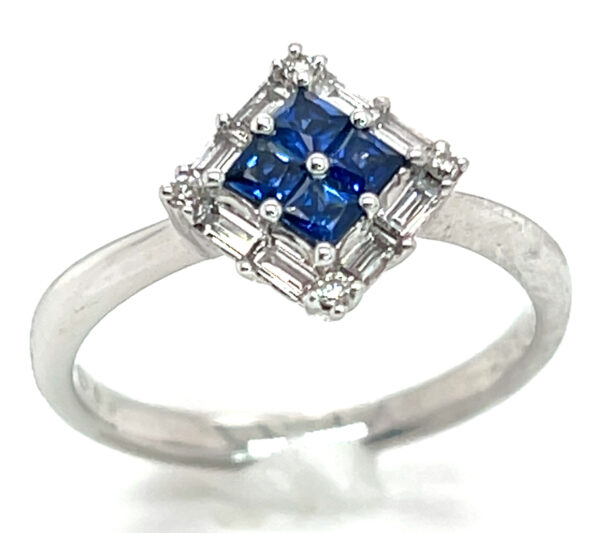 Cornflower Blue Ceylon Sapphire(H)* Diamond Halo Ring 18KWG 0.90 ctw - Image 2