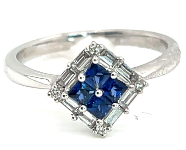 Cornflower Blue Ceylon Sapphire(H)* Diamond Halo Ring 18KWG 0.90 ctw - Image 3