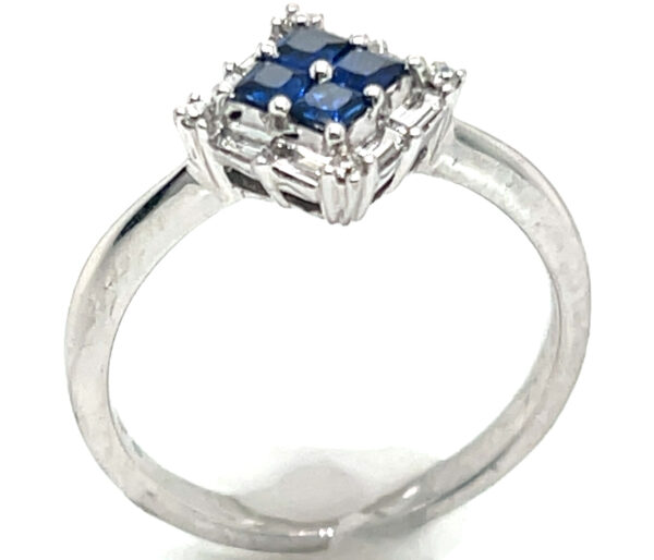 Cornflower Blue Ceylon Sapphire(H)* Diamond Halo Ring 18KWG 0.90 ctw - Image 4