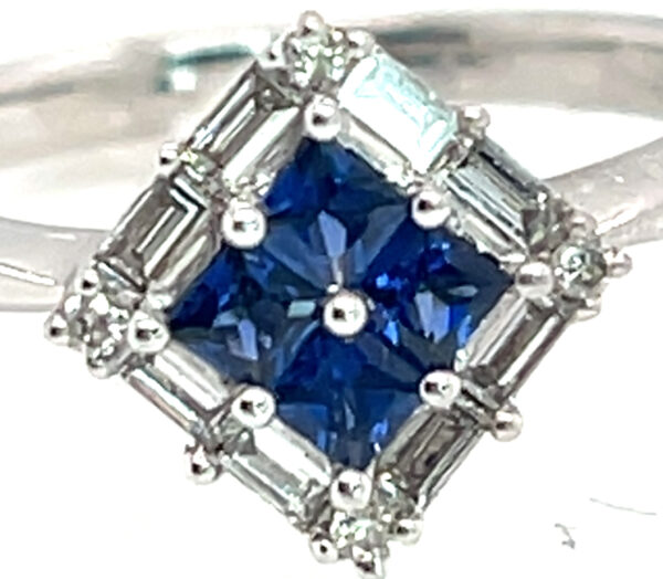Cornflower Blue Ceylon Sapphire(H)* Diamond Halo Ring 18KWG 0.90 ctw - Image 5