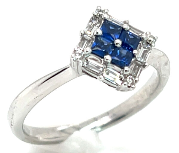 Cornflower Blue Ceylon Sapphire(H)* Diamond Halo Ring 18KWG 0.90 ctw - Image 6