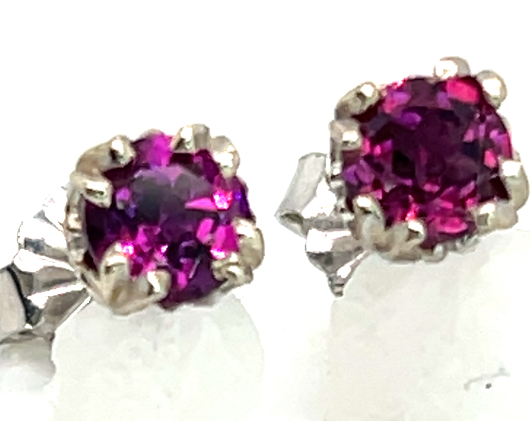 Rhodolite (N)* Stud Earrings 14KWG 1.00 ctw NEW ITEM - Image 3