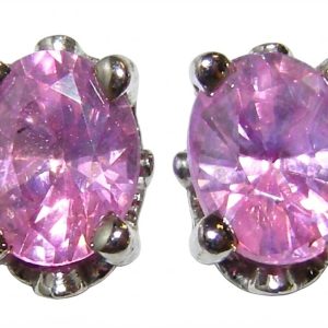 Oval Ceylon Pink Sapphire (H)* Studs 14KWG 0.94 ctw