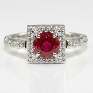GIA Certified “Pigeon Blood” Vivid Red Ruby (H)* Designer A. Jaffe Diamond Ring 14KWG 2.00 ctw