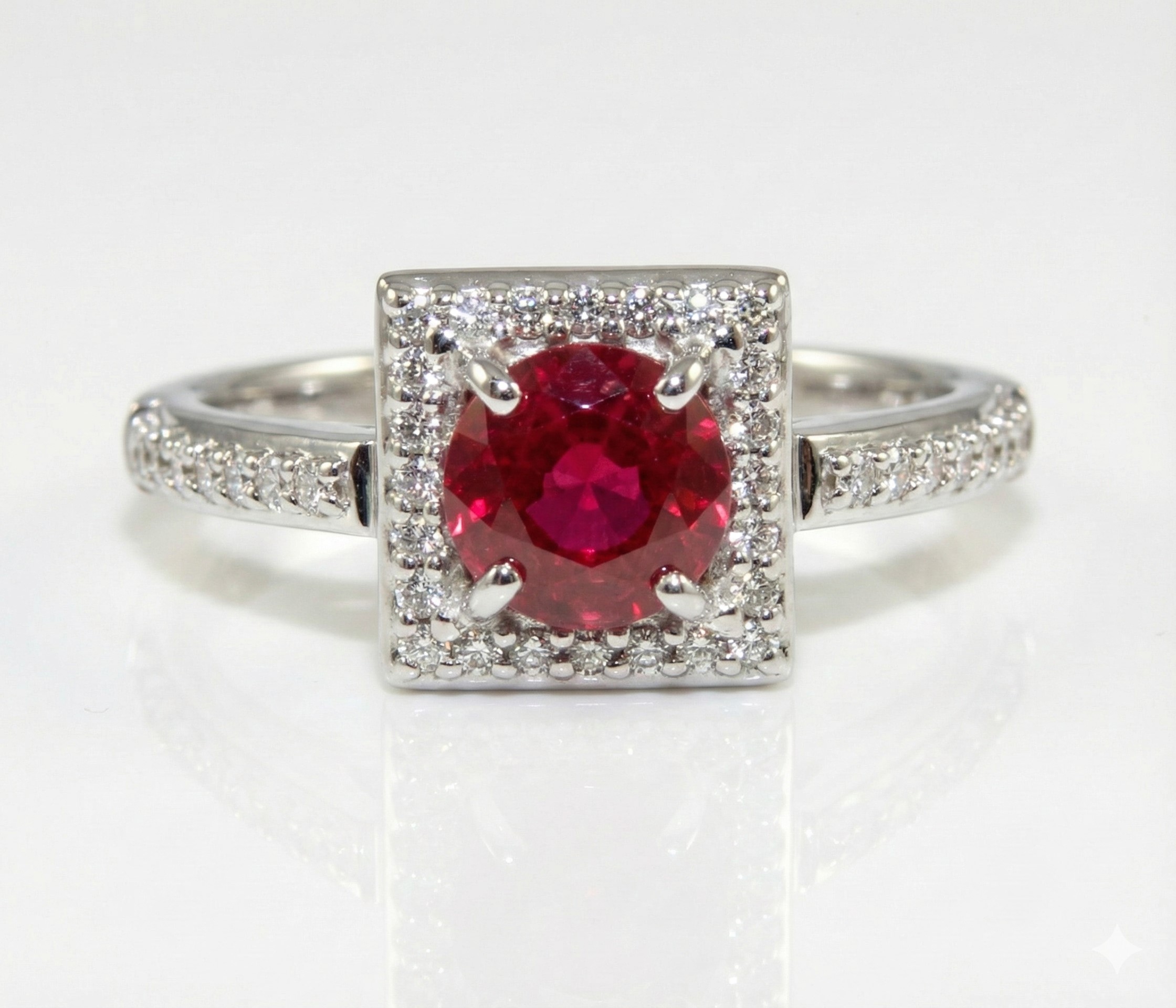 GIA Certified “Pigeon Blood” Vivid Red Ruby (H)* Designer A. Jaffe Diamond Ring 14KWG 2.00 ctw