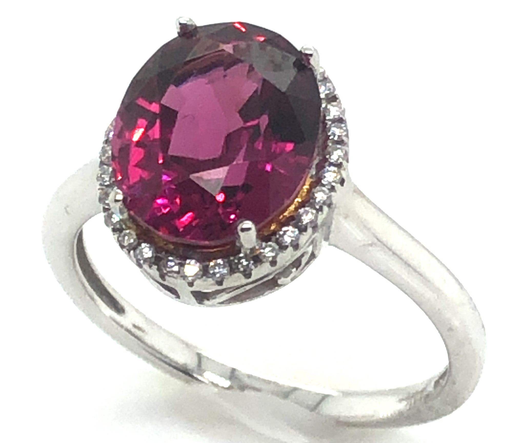 Rich Raspberry Rhodolite (N)* Diamond Halo Ring 4.55 ctw NEW ITEM - Image 5