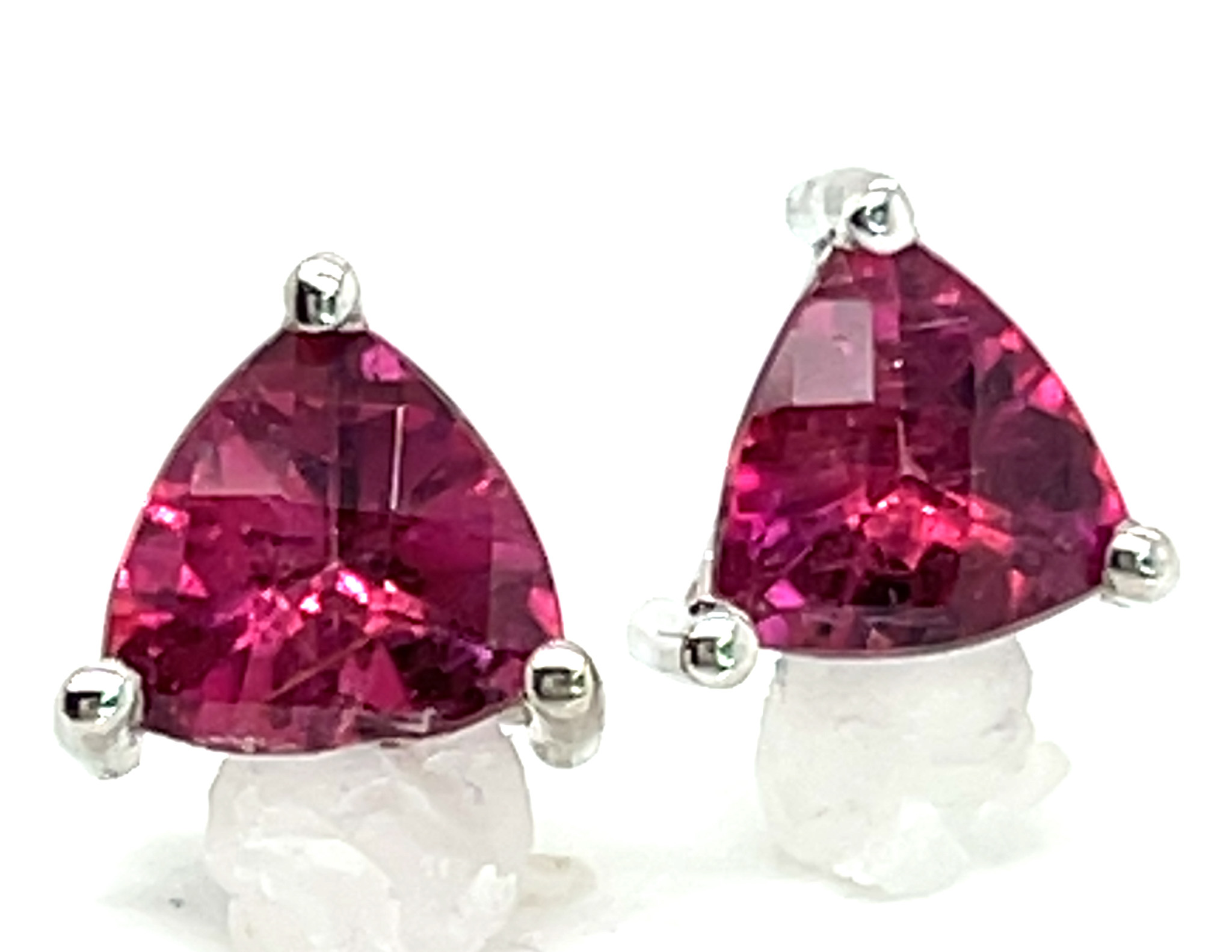 Brilliant Rubellite Tourmaline (N)* Stud Earrings 14KWG 1.75 ctw NEW ITEM - Image 2