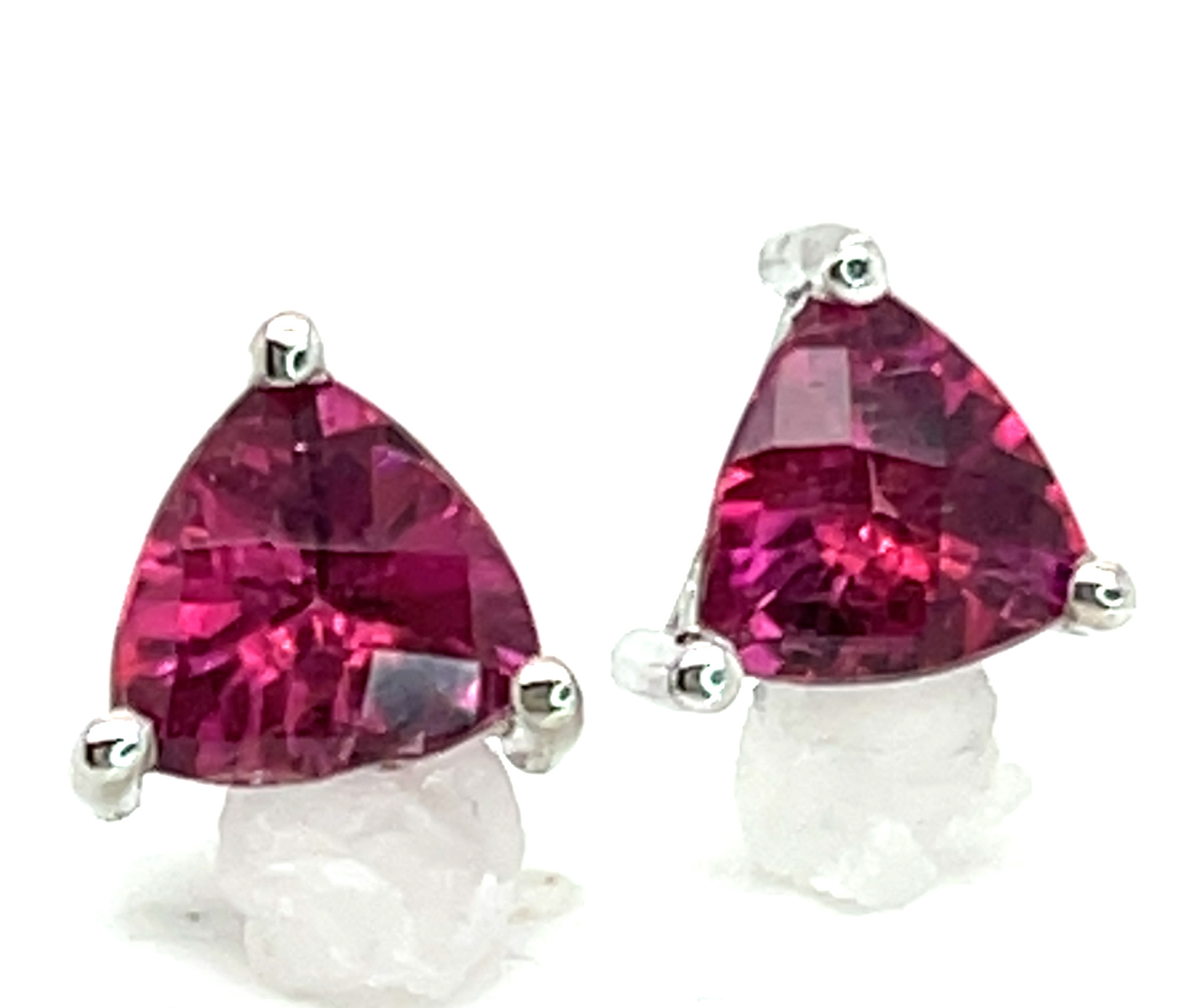 Brilliant Rubellite Tourmaline (N)* Stud Earrings 14KWG 1.75 ctw NEW ITEM