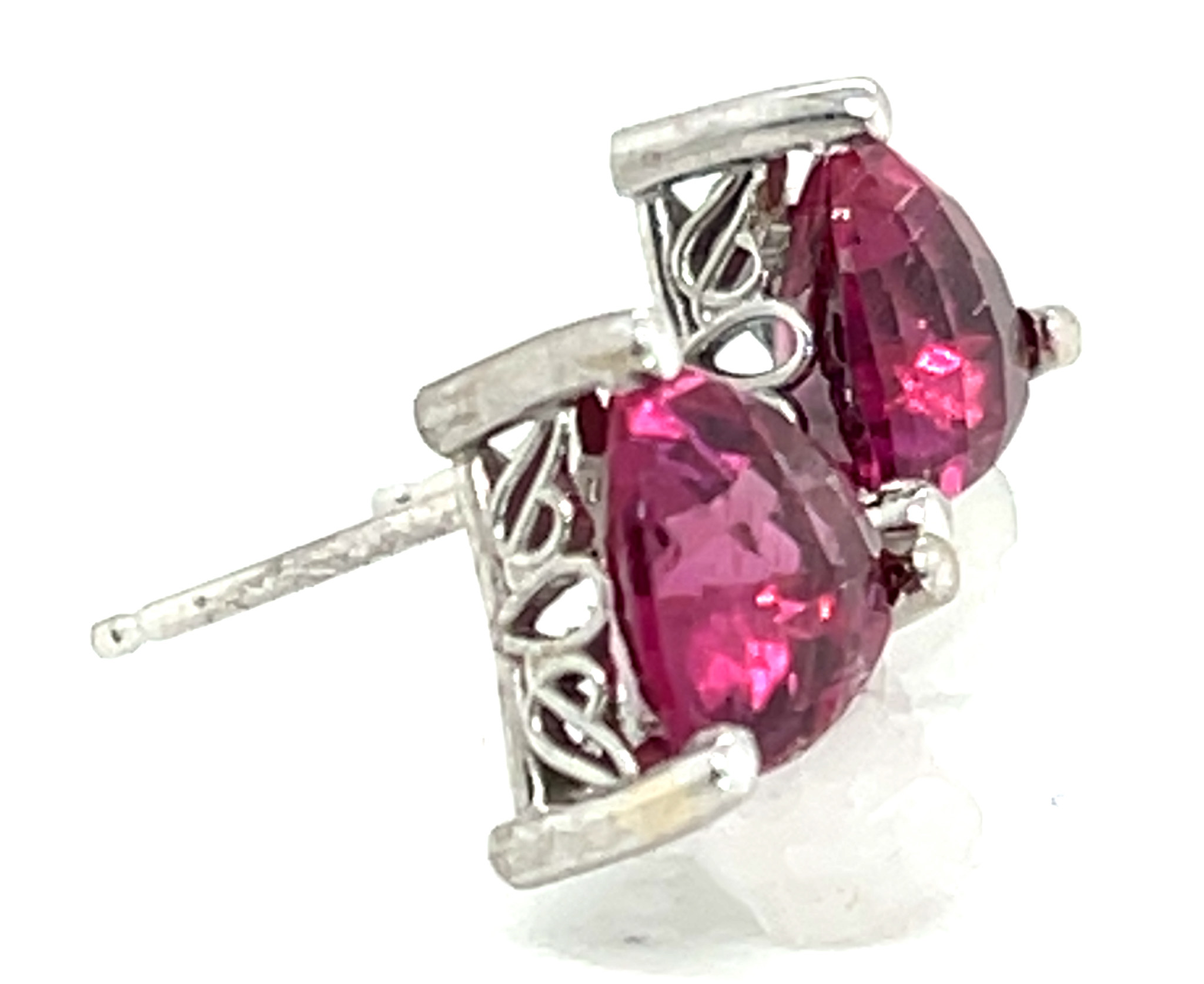 Brilliant Rubellite Tourmaline (N)* Stud Earrings 14KWG 1.75 ctw NEW ITEM - Image 4