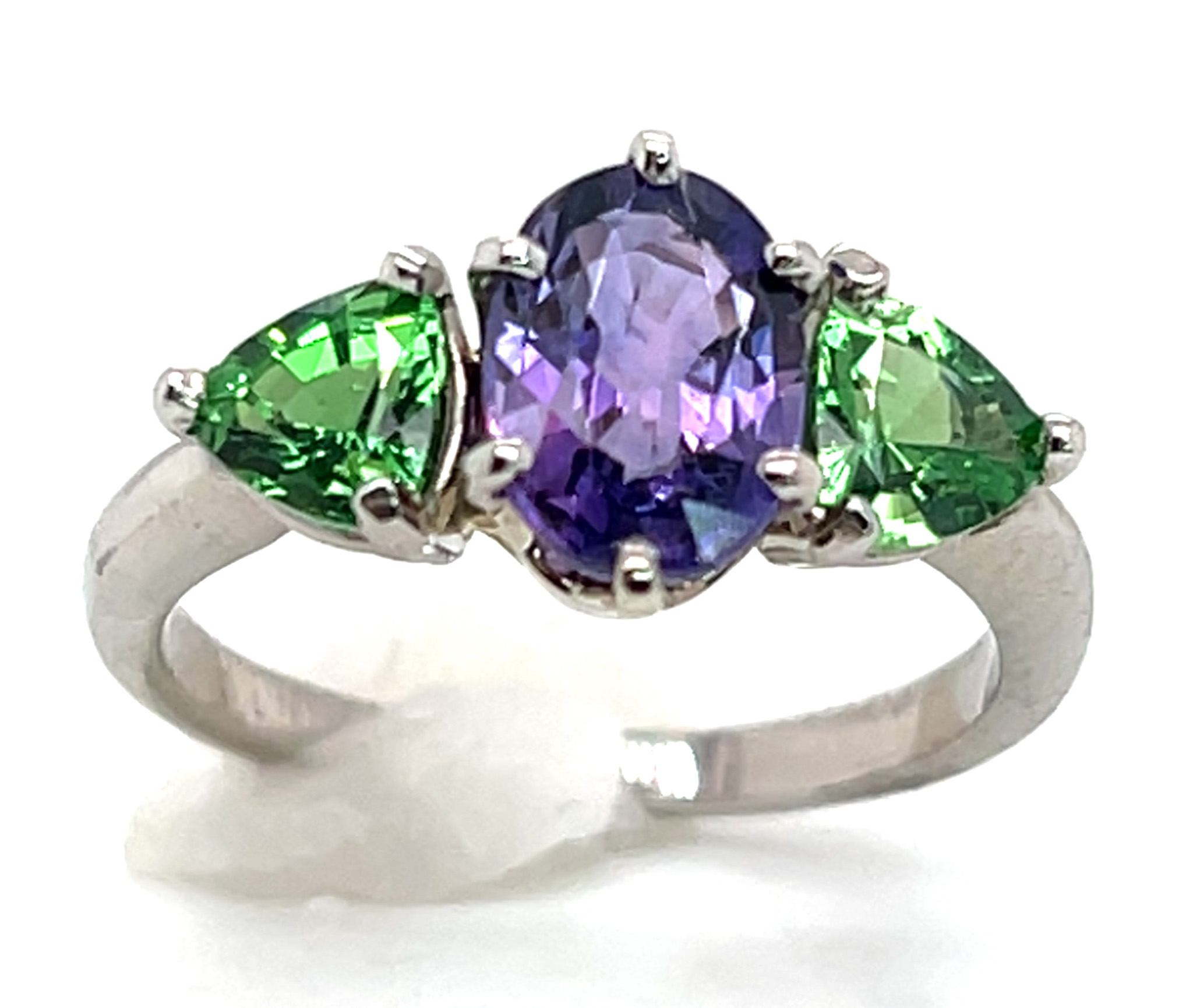 Purple Sapphire (H)* Tsavorite (N)* Ring 14KWG 3.51 ctw NEW ITEM - Image 2