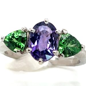 Purple Sapphire (H)* Tsavorite (N)* Ring 14KWG 3.51 ctw NEW ITEM