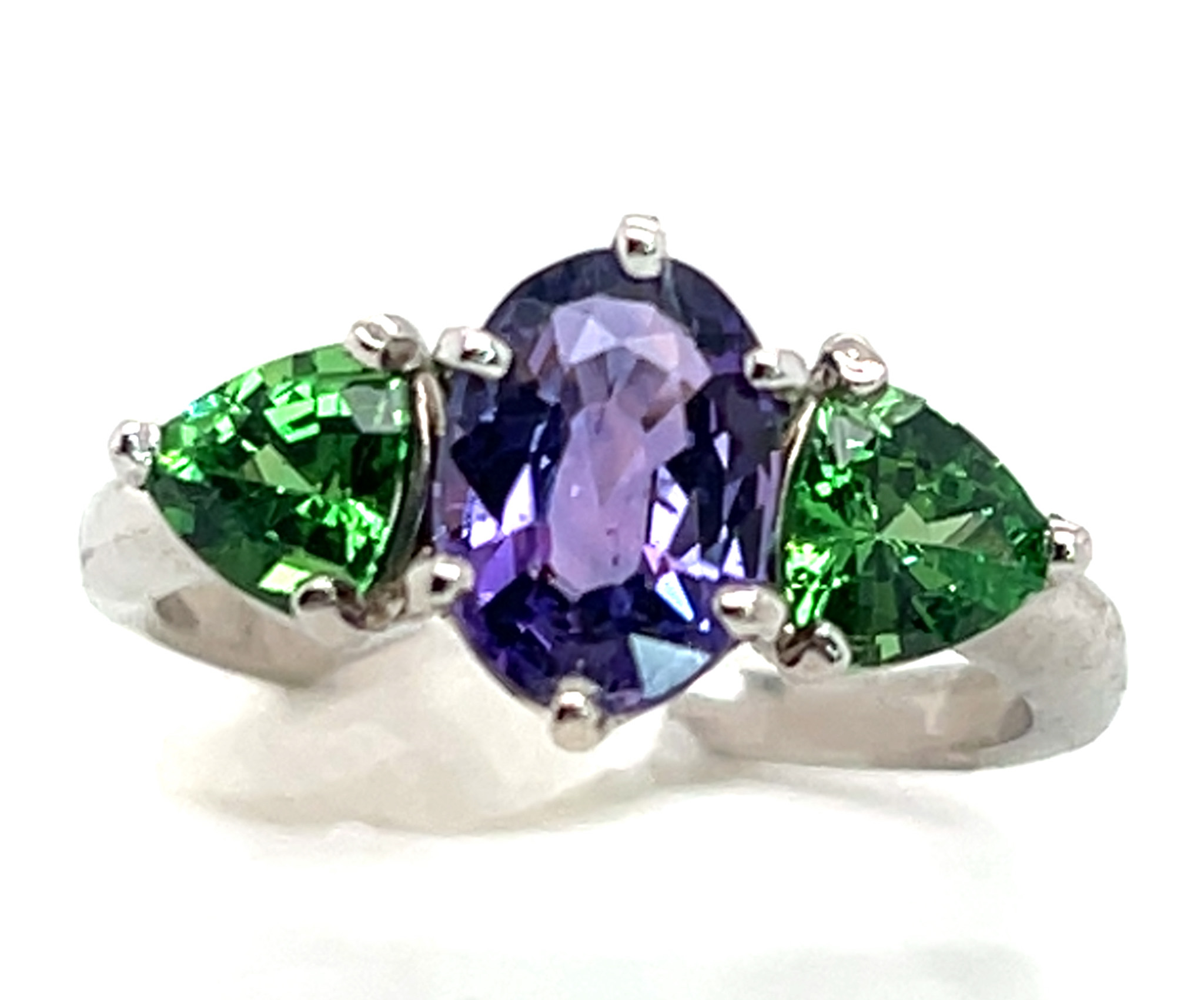 Purple Sapphire (H)* Tsavorite (N)* Ring 14KWG 3.51 ctw NEW ITEM