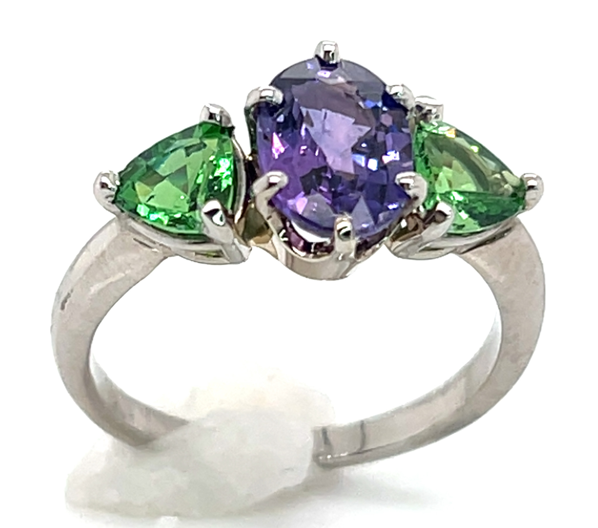 Purple Sapphire (H)* Tsavorite (N)* Ring 14KWG 3.51 ctw NEW ITEM - Image 5