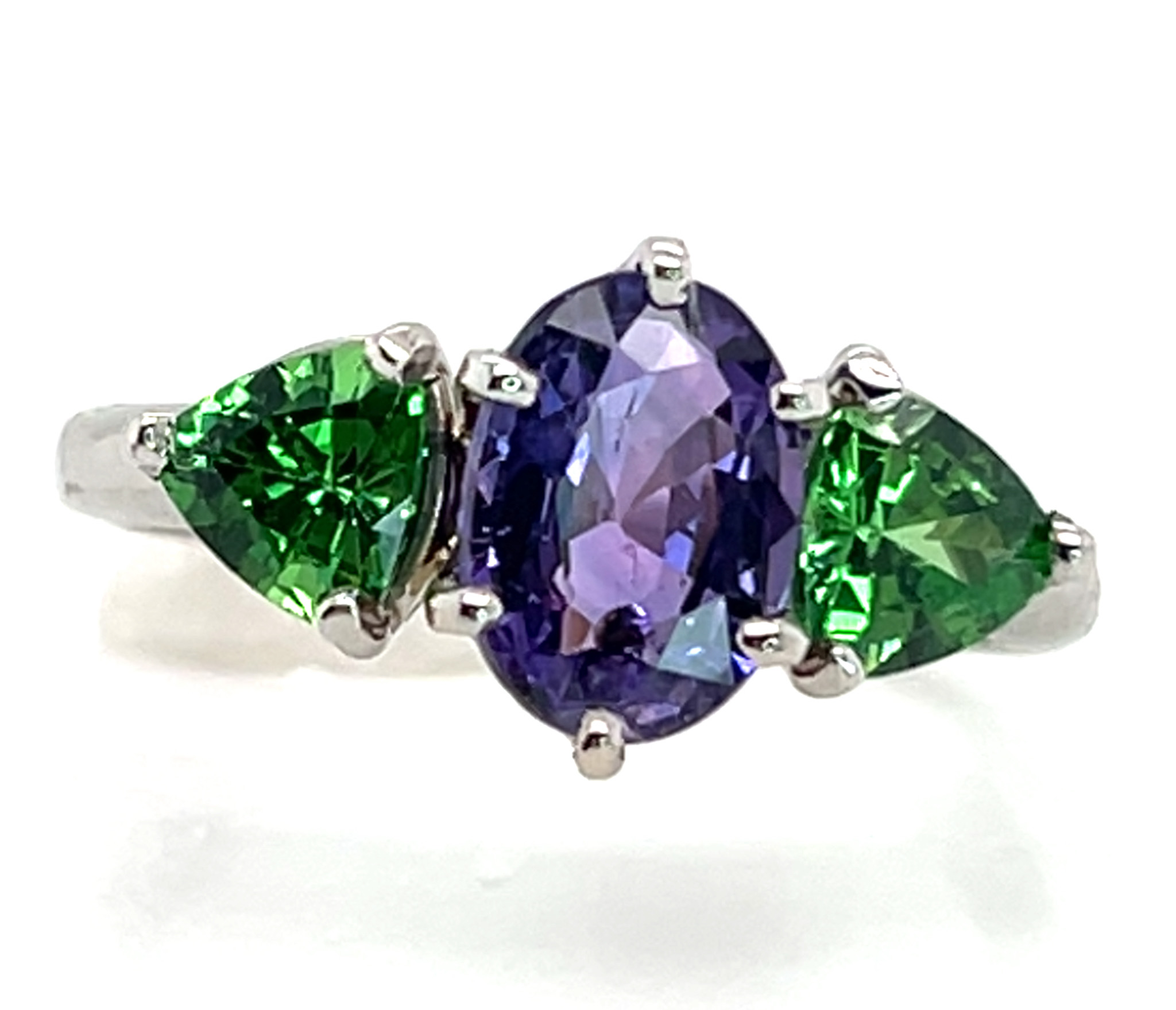 Purple Sapphire (H)* Tsavorite (N)* Ring 14KWG 3.51 ctw NEW ITEM - Image 6