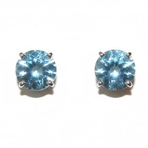 Top Quality Aquamarine (H)* Earring Studs 18KWG 3.44 ctw NEW ITEM