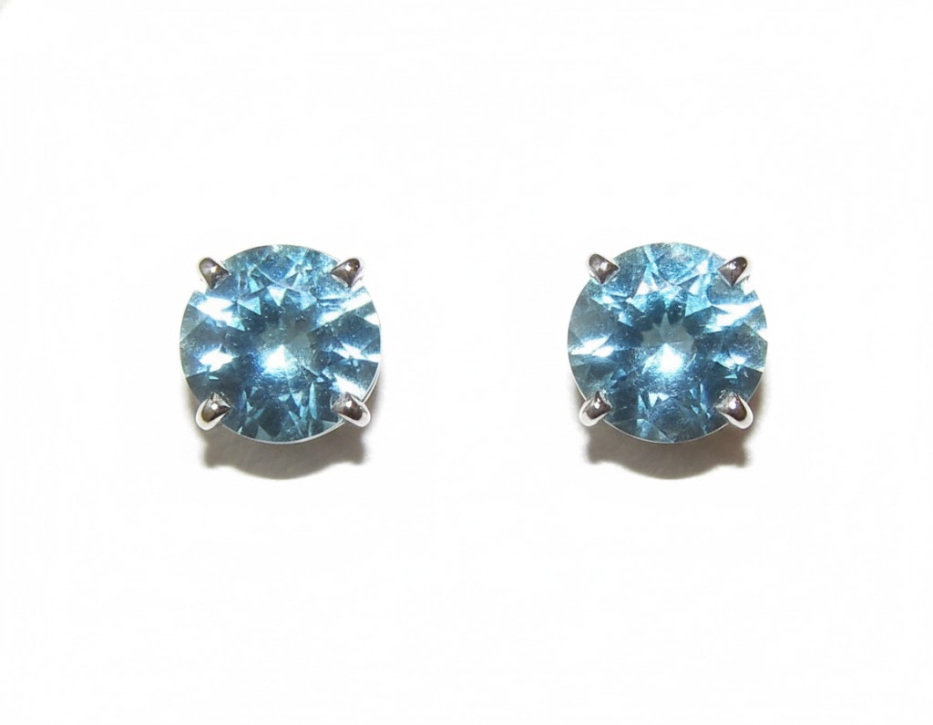 Top Quality Aquamarine (H)* Earring Studs 18KWG 3.44 ctw NEW ITEM