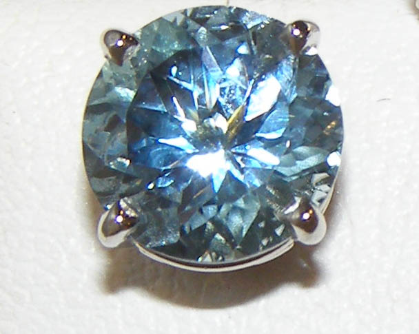 Top Quality Aquamarine (H)* Earring Studs 18KWG 3.44 ctw NEW ITEM - Image 5