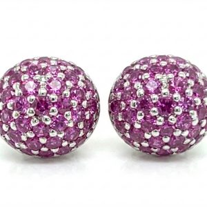 Pave Set Ceylon Pink Sapphire (H)* Earrings 14KWG 1.88 ctw