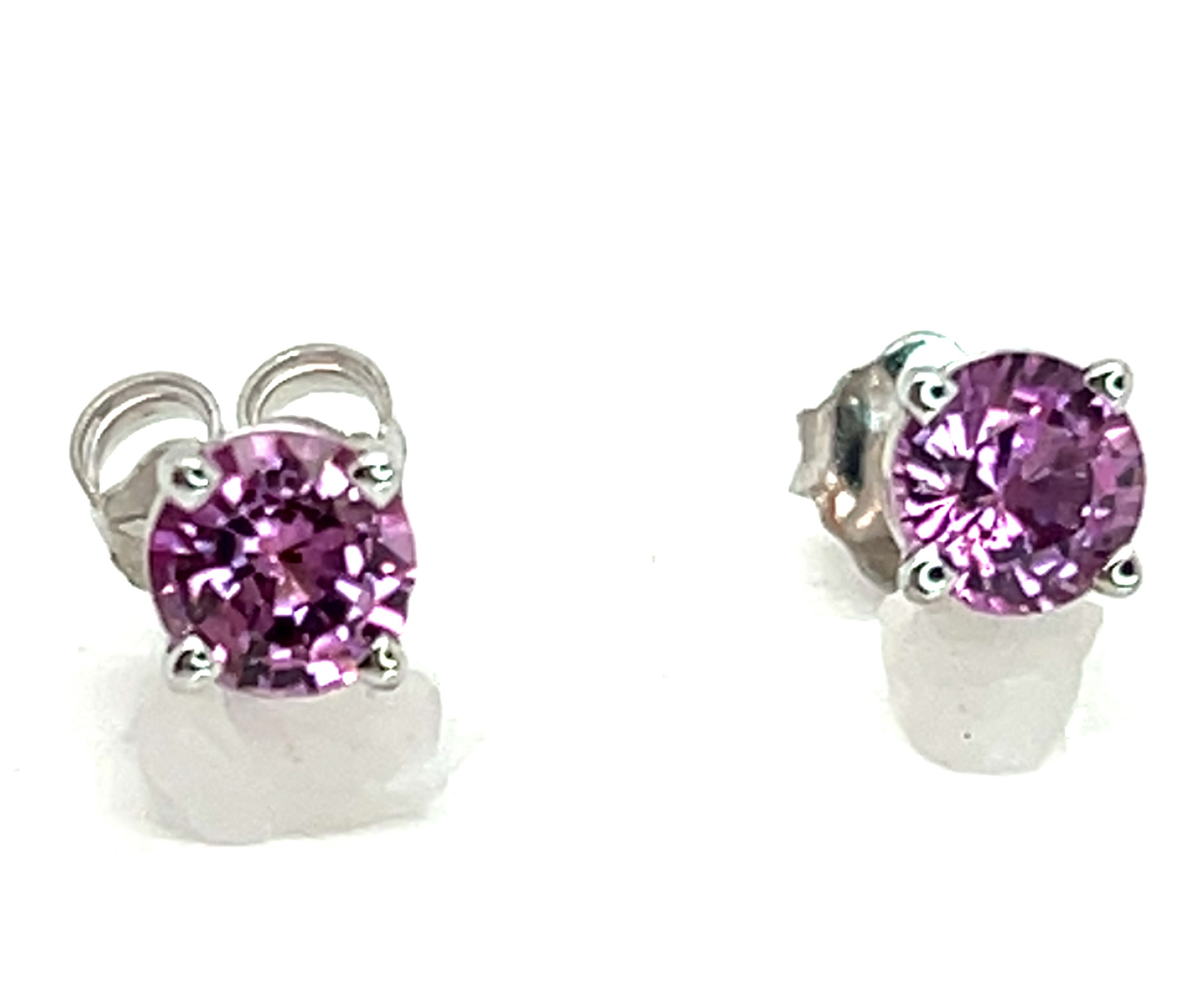 Ceylon Pink Sapphire (H)* Stud Earrings 18KWG 1.20 ctw NEW ITEM - Image 2