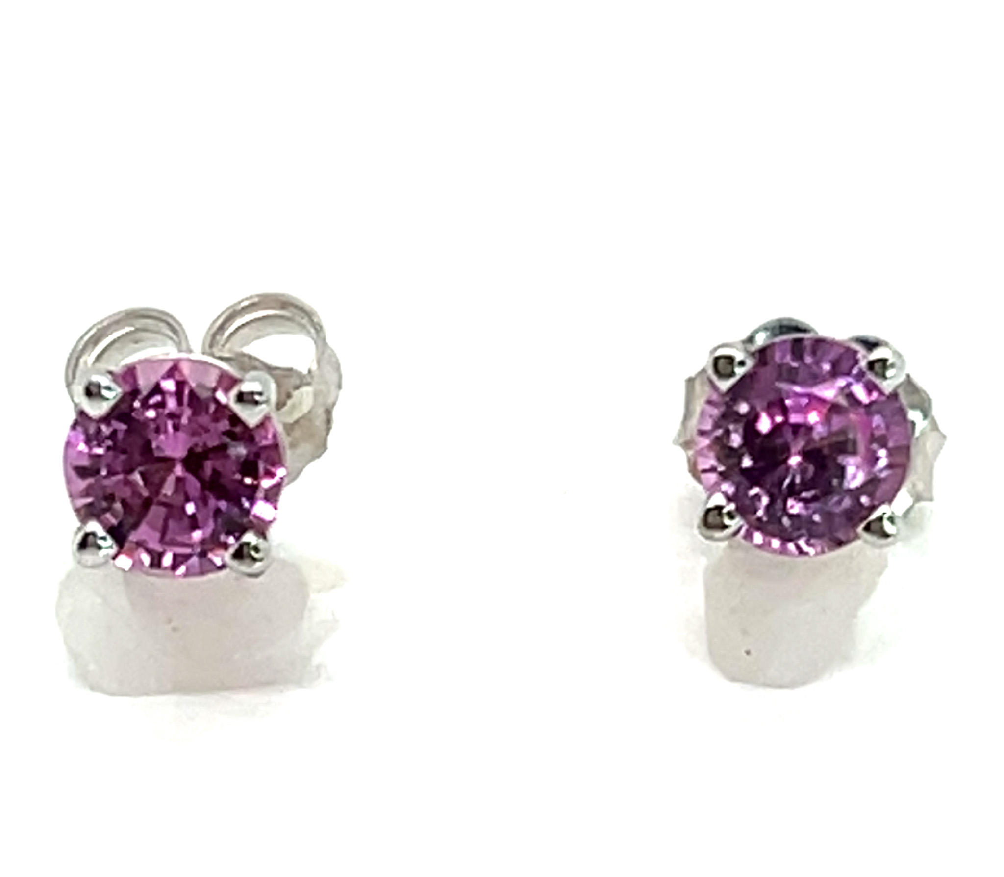Ceylon Pink Sapphire (H)* Stud Earrings 18KWG 1.20 ctw NEW ITEM - Image 3