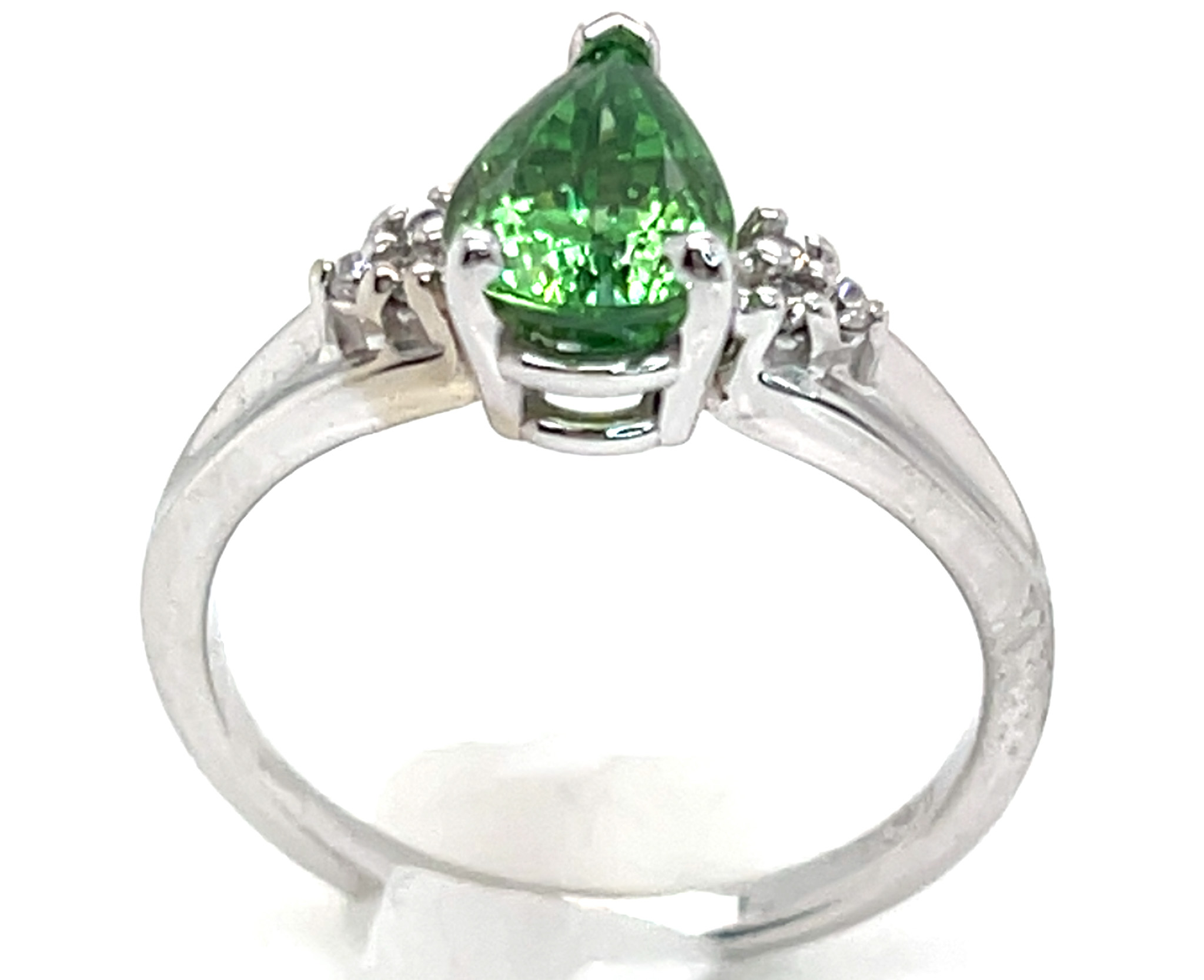 Gorgeous Pear Brilliant Cut Tsavorite (N)* Diamond Ring 14KWG 1.92 ctw NEW ITEM - Image 5