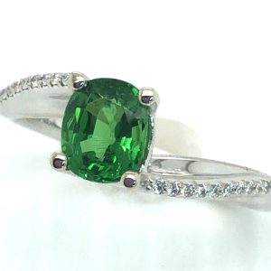 Tsavorite (N)* Bypass Diamond Ring 14KWG 1.07 ctw NEW ITEM