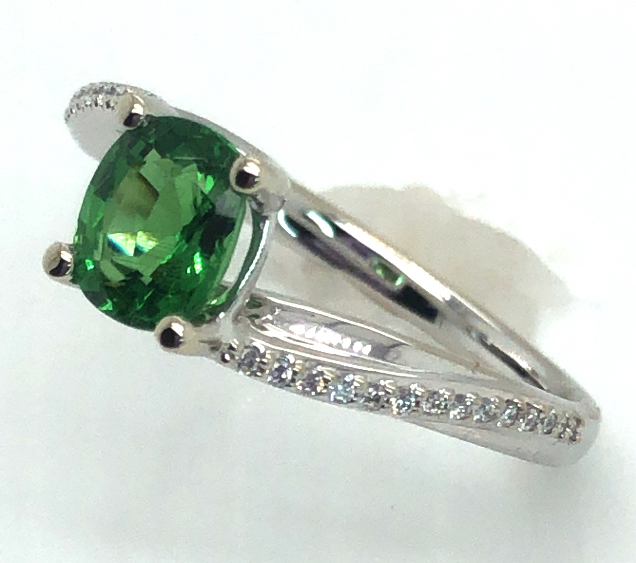 Tsavorite (N)* Bypass Diamond Ring 14KWG 1.07 ctw NEW ITEM - Image 4