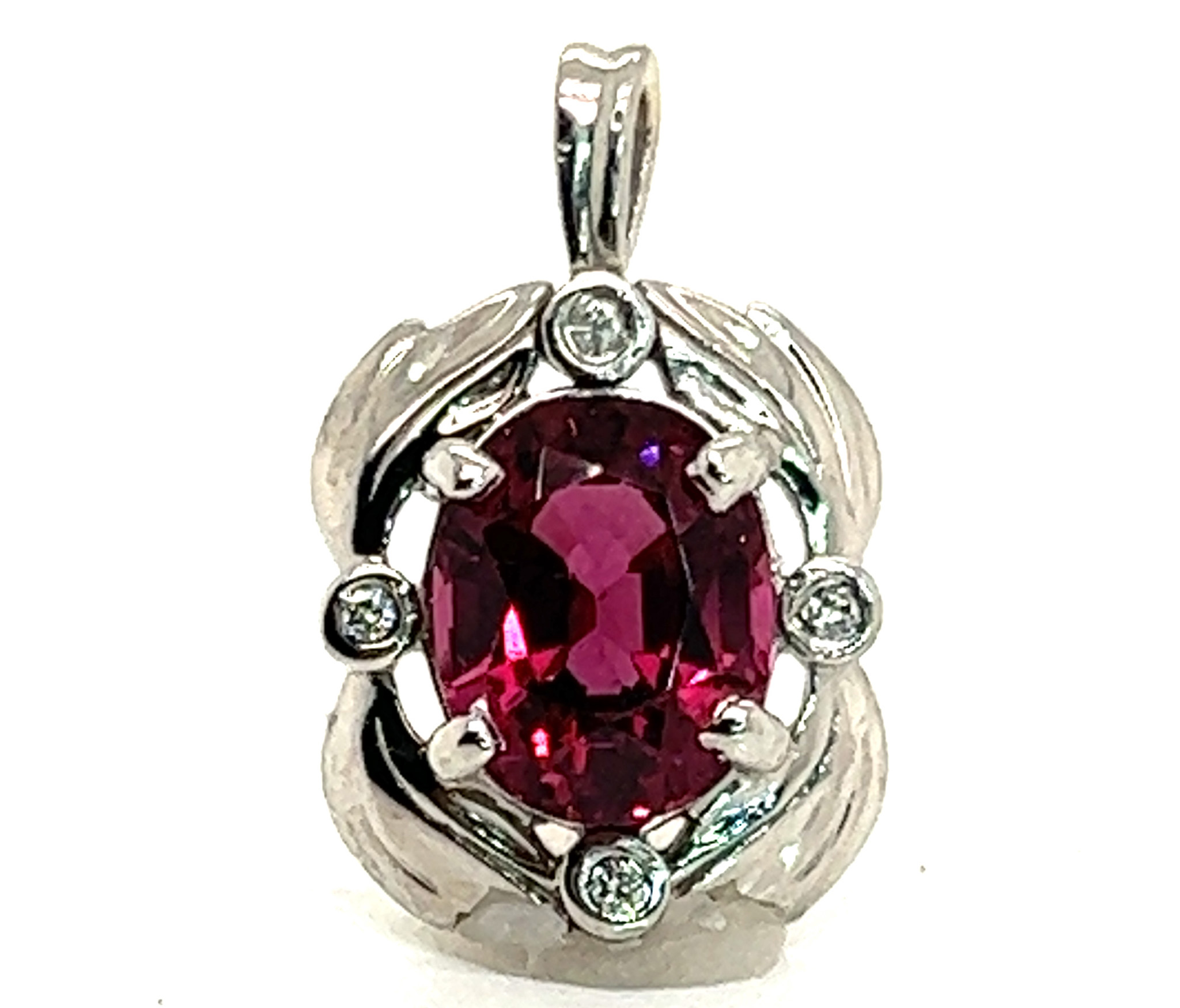 Rhodolite (N)* Diamond Pendant 14KWG 3.81 ctw NEW ITEM - Image 2