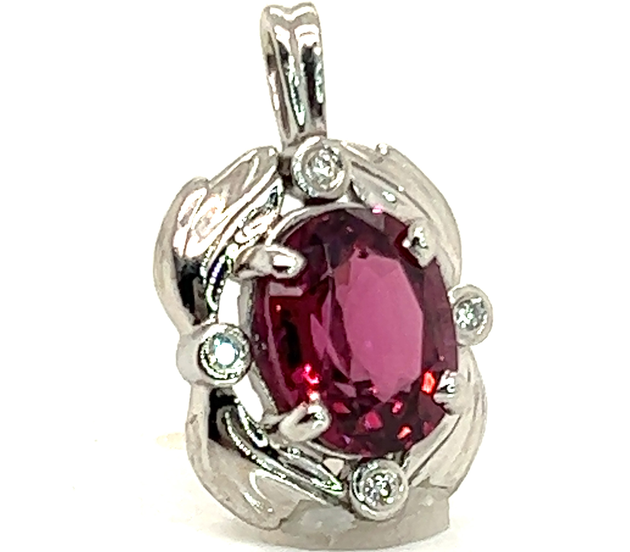 Rhodolite (N)* Diamond Pendant 14KWG 3.81 ctw NEW ITEM - Image 3