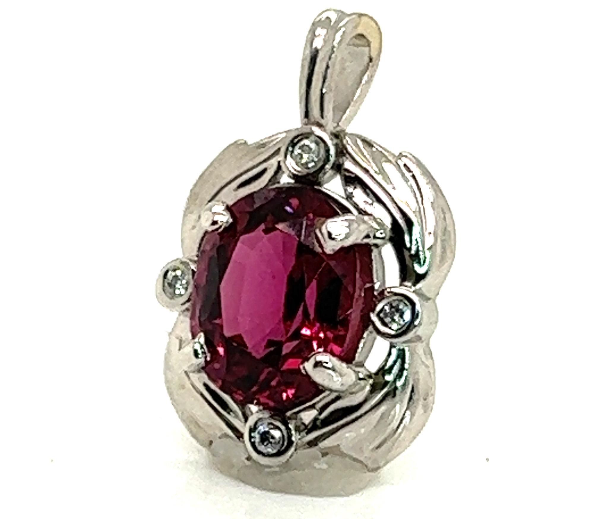 Rhodolite (N)* Diamond Pendant 14KWG 3.81 ctw NEW ITEM - Image 4