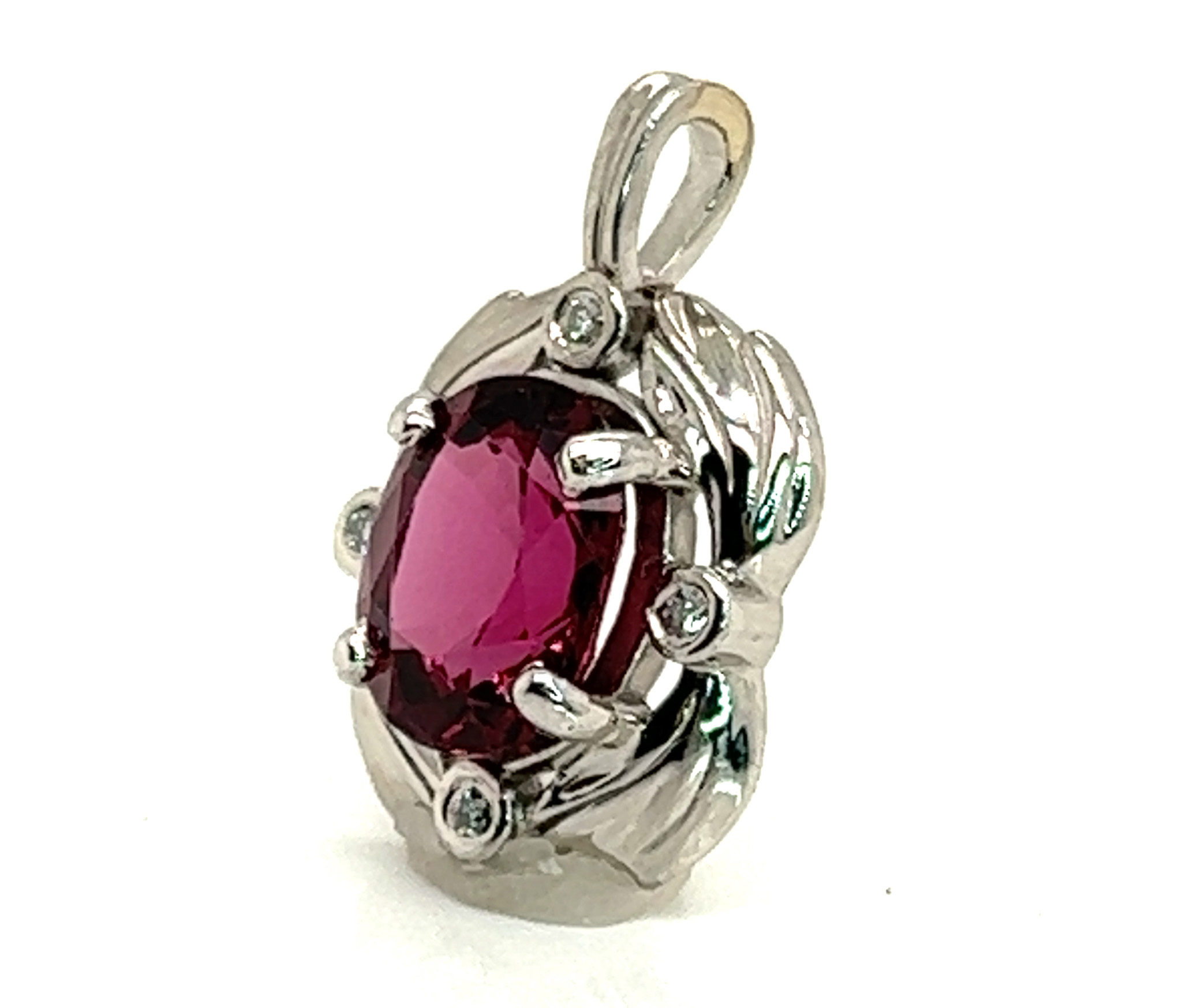 Rhodolite (N)* Diamond Pendant 14KWG 3.81 ctw NEW ITEM - Image 5