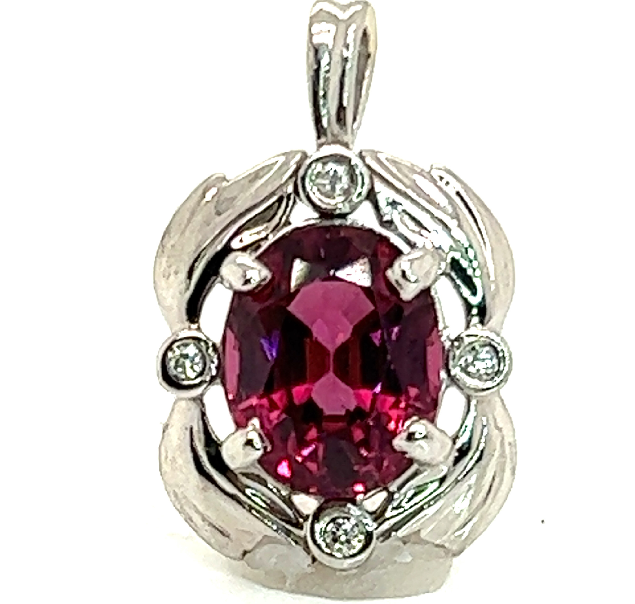 Rhodolite (N)* Diamond Pendant 14KWG 3.81 ctw NEW ITEM