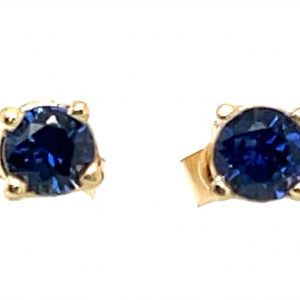 Dark Blue Ceylon Sapphire (H)* Studs 14KYG 0.64 ctw