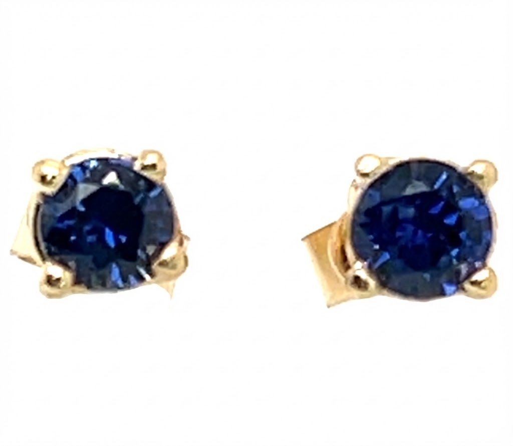 Dark Blue Ceylon Sapphire (H)* Studs 14KYG 0.64 ctw