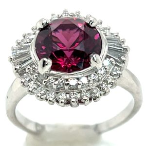 Top Quality Rhodolite (N)* Diamond Halo Platinum Ring 5.35 ctw NEW ITEM