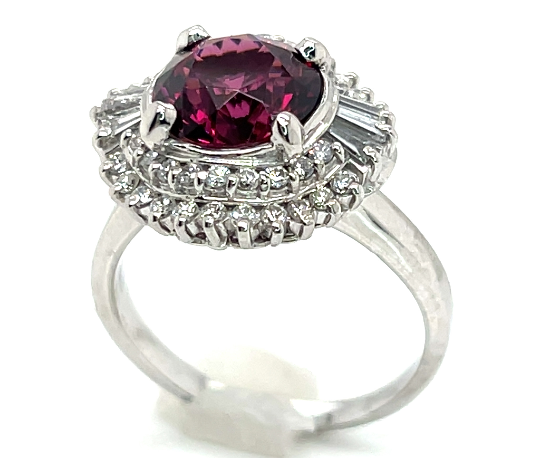 Top Quality Rhodolite (N)* Diamond Halo Platinum Ring 5.35 ctw NEW ITEM - Image 5