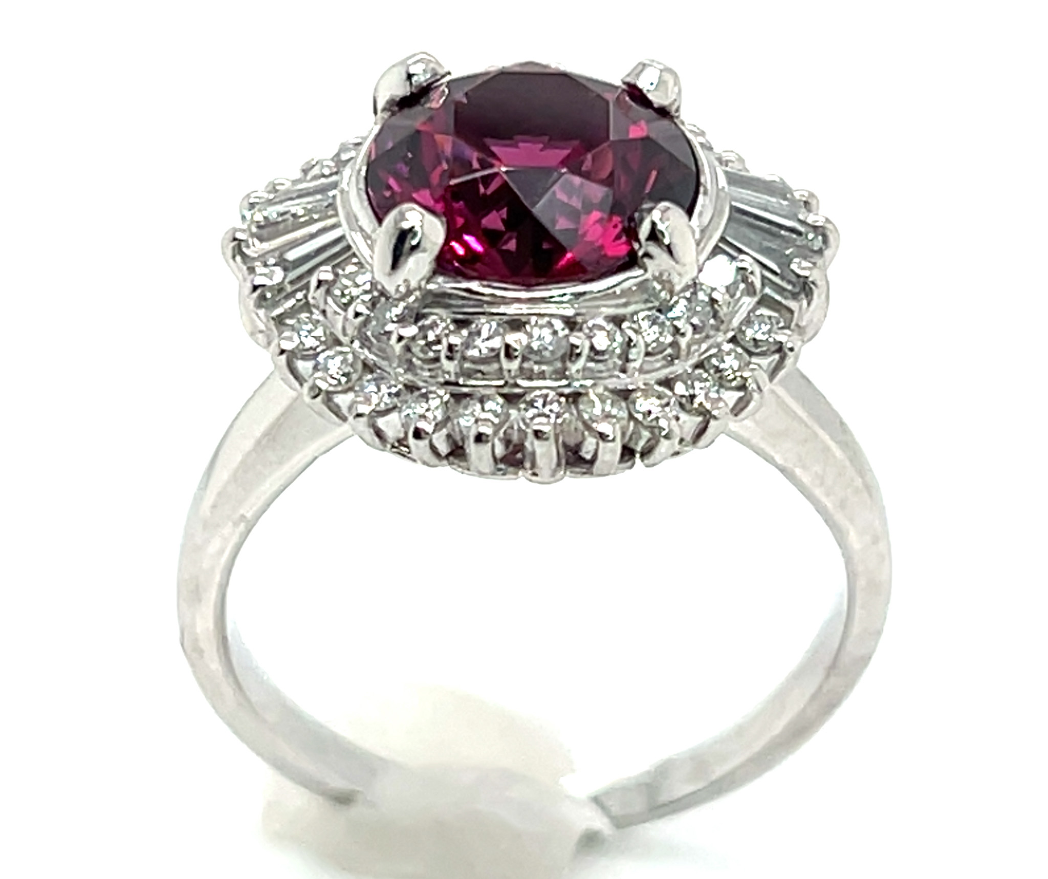 Top Quality Rhodolite (N)* Diamond Halo Platinum Ring 5.35 ctw NEW ITEM - Image 6